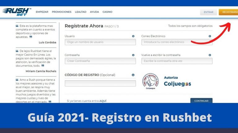 guia 2021 para registrarse en Rushbet